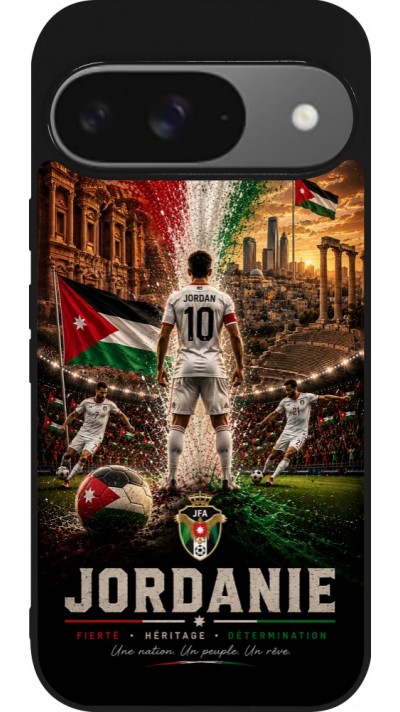 Google Pixel 9 / Pixel 9 Pro Case Hülle - Silikon schwarz Fussball Jordanien splash 2026