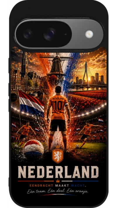 Google Pixel 9 / Pixel 9 Pro Case Hülle - Silikon schwarz Fussball Niederlande splash 2026