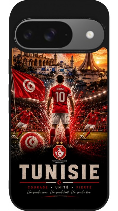 Google Pixel 9 / Pixel 9 Pro Case Hülle - Silikon schwarz Fussball Tunesien splash 2026