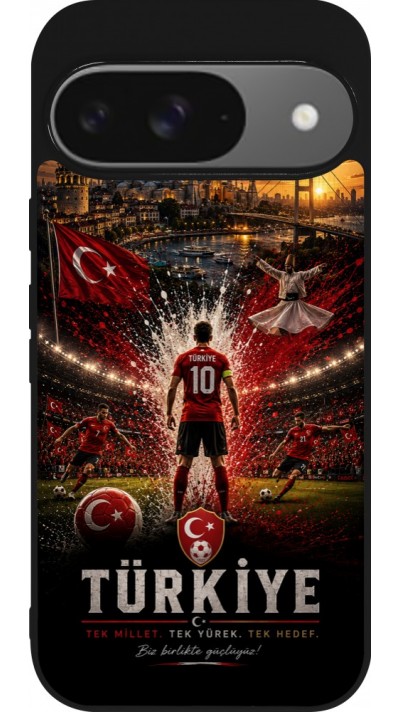 Google Pixel 9 / Pixel 9 Pro Case Hülle - Silikon schwarz Fussball Türkei splash 2026