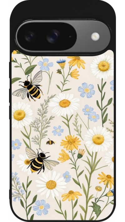 Google Pixel 9 / Pixel 9 Pro Case Hülle - Silikon schwarz Pattern bees 2026