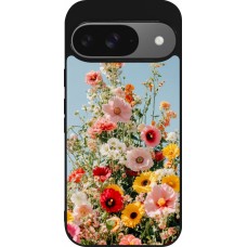 Google Pixel 9 / Pixel 9 Pro Case Hülle - Silikon schwarz Spring flowers 2026