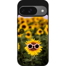 Google Pixel 9 / Pixel 9 Pro Case Hülle - Silikon schwarz Sunflower with glasses 2026