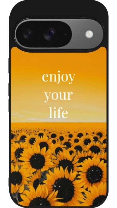 Google Pixel 9 / Pixel 9 Pro Case Hülle - Silikon schwarz Summer 2026 Enjoy your life