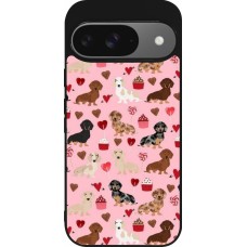 Google Pixel 9 / Pixel 9 Pro Case Hülle - Silikon schwarz Valentine 2024 puppy love