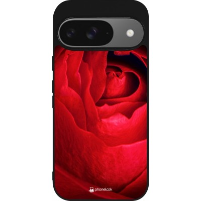 Google Pixel 9 / Pixel 9 Pro Case Hülle - Silikon schwarz Valentine 2022 Rose