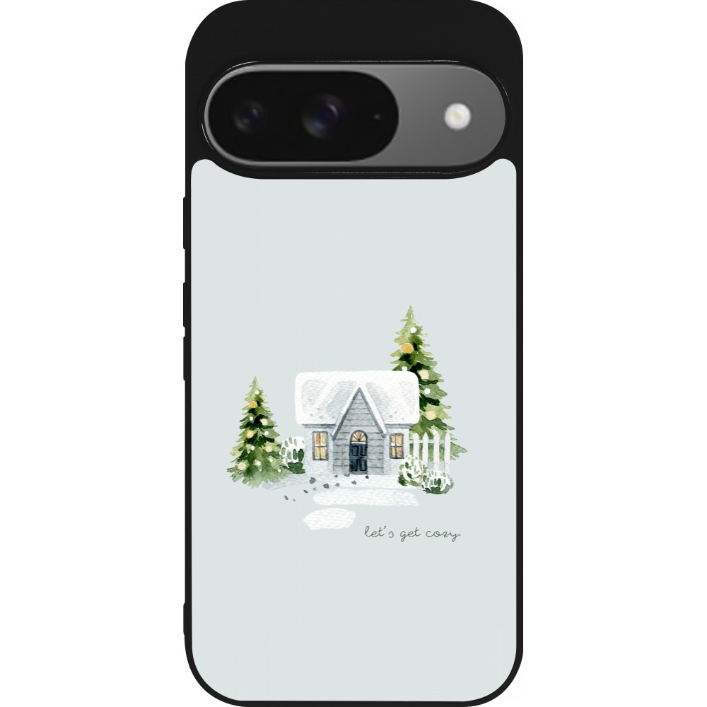 Google Pixel 9 / Pixel 9 Pro Case Hülle - Silikon schwarz Winter 25 Cosy House