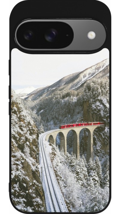 Google Pixel 9 / Pixel 9 Pro Case Hülle - Silikon schwarz Winter 25 Winter polar express