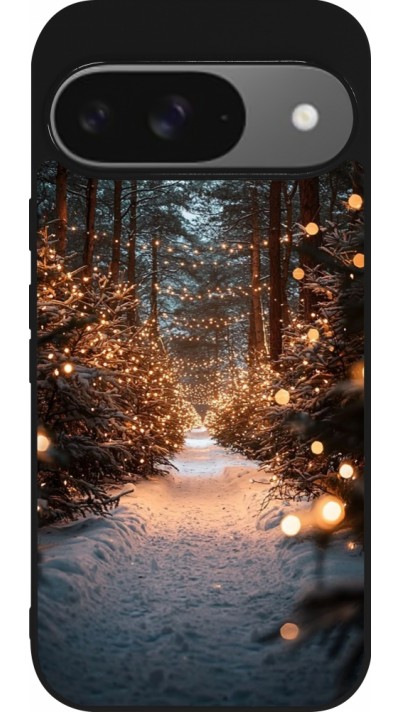 Google Pixel 9 / Pixel 9 Pro Case Hülle - Silikon schwarz Winter 25 Winter snowy road