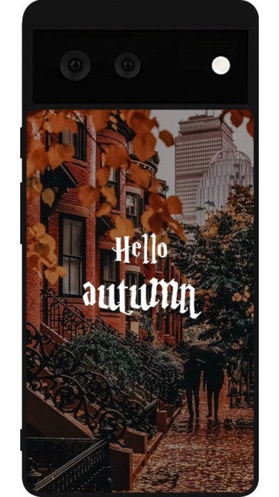 Google Pixel 6 Case Hülle - Silikon schwarz Autumn 25 Hello autumn