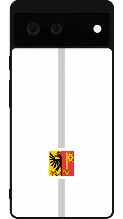 Coque Google Pixel 6 - Silicone rigide noir Canton GE blanc