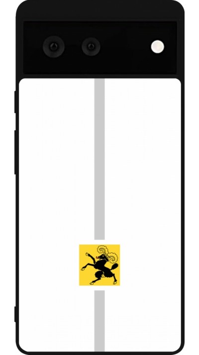 Coque Google Pixel 6 - Silicone rigide noir Canton SH blanc
