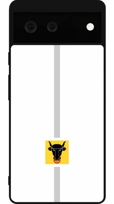 Coque Google Pixel 6 - Silicone rigide noir Canton UR blanc