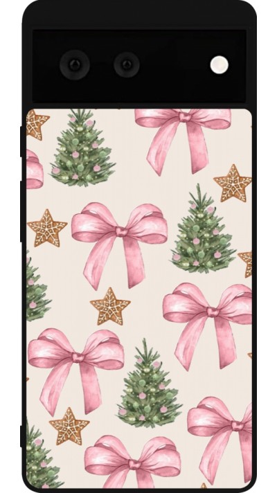 Google Pixel 6 Case Hülle - Silikon schwarz Christmas 25 Vintage Ribbons