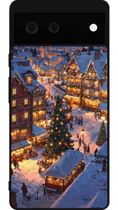 Google Pixel 6 Case Hülle - Silikon schwarz Christmas 25 Xmas Village