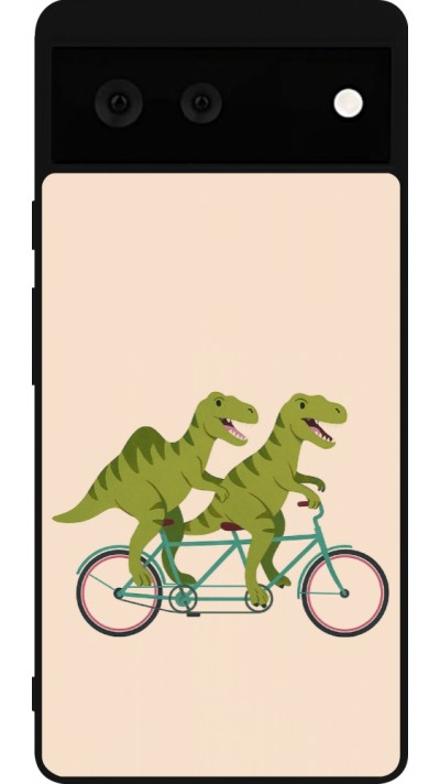 Google Pixel 6 Case Hülle - Silikon schwarz Dinosaurs on bikes 2026