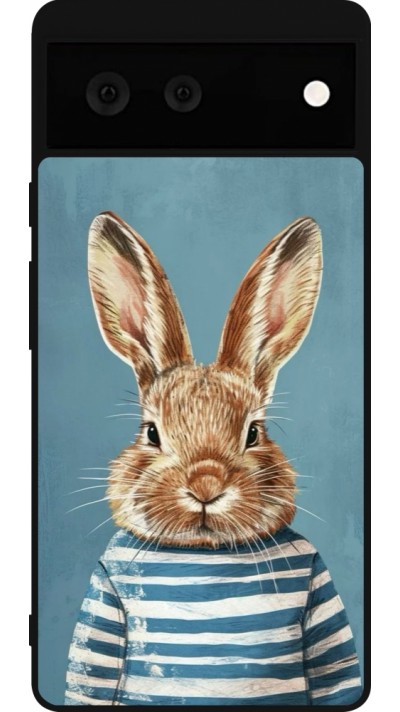 Google Pixel 6 Case Hülle - Silikon schwarz Easter 2026 Rabbit navy