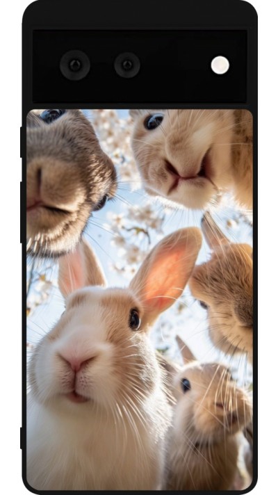 Google Pixel 6 Case Hülle - Silikon schwarz Easter 2026 Rabbits