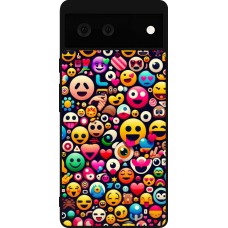 Google Pixel 6 Case Hülle - Silikon schwarz Emoji Mix Farbe