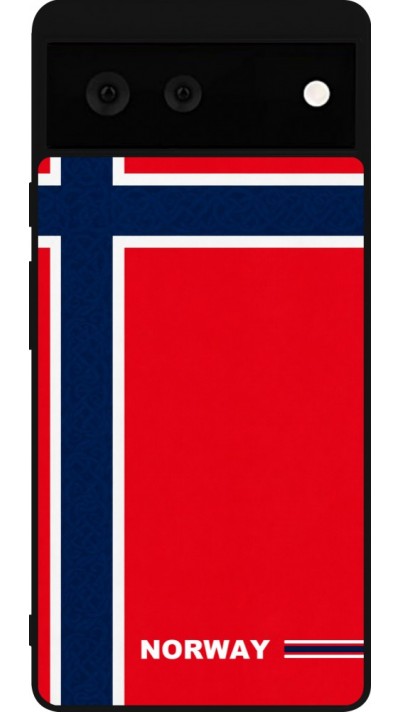 Google Pixel 6 Case Hülle - Silikon schwarz Norwegen 2026 personalisierbares Fussballtrikot