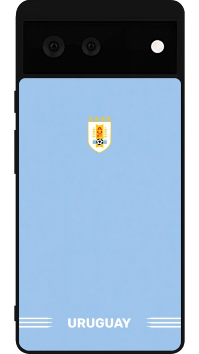 Google Pixel 6 Case Hülle - Silikon schwarz Uruguay 2026 personalisierbares Fussballtrikot