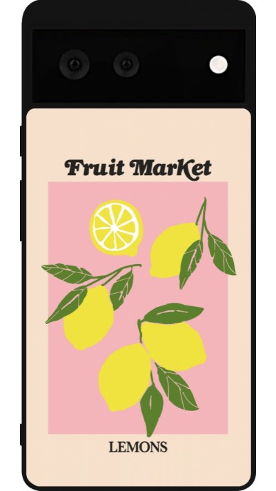 Google Pixel 6 Case Hülle - Silikon schwarz Fruit market lemons 2026