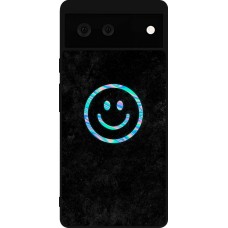 Google Pixel 6 Case Hülle - Silikon schwarz Happy smiley irisirt