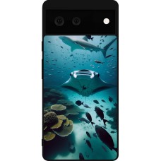 Google Pixel 6 Case Hülle - Silikon schwarz Manta Lagune Reinigung