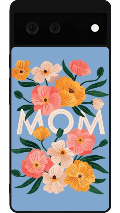 Google Pixel 6 Case Hülle - Silikon schwarz Mom 2026 Flowers