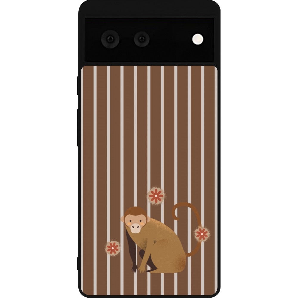 Google Pixel 6 Case Hülle - Silikon schwarz Monkey with stripes