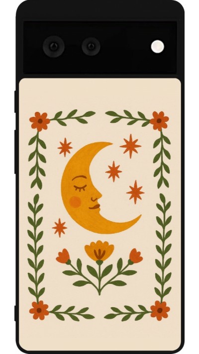 Google Pixel 6 Case Hülle - Silikon schwarz Half moon stamp 2026