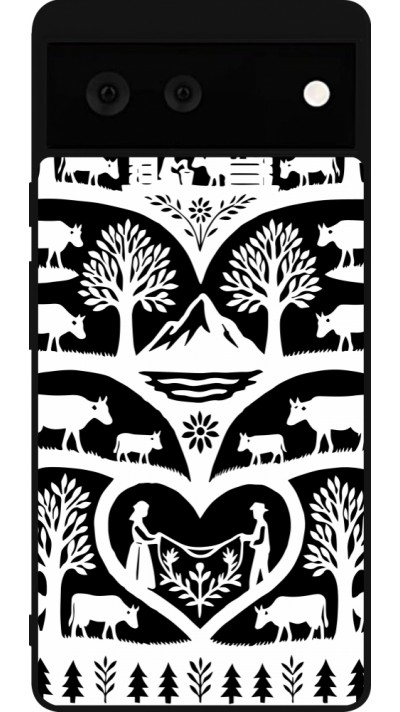 Coque Google Pixel 6 - Silicone rigide noir Poya Suisse 2 noir