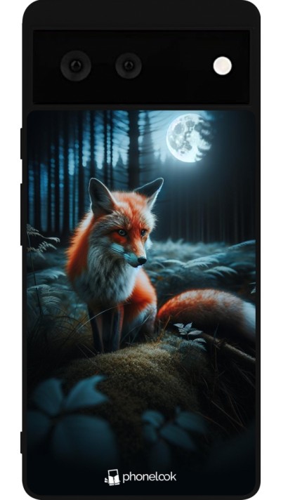 Google Pixel 6 Case Hülle - Silikon schwarz Fuchs Mond Wald