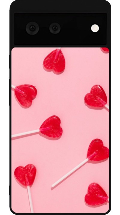 Google Pixel 6 Case Hülle - Silikon schwarz Saint Valentines Day 26 Lollipop