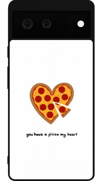 Google Pixel 6 Case Hülle - Silikon schwarz Saint Valentines Day 26 You have my pizza heart