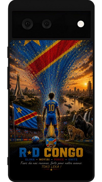 Google Pixel 6 Case Hülle - Silikon schwarz Fussball Demokratische Republik Kongo splash 2026