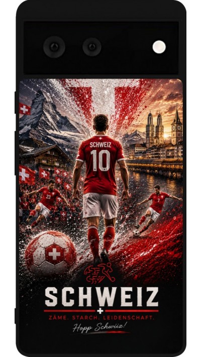 Google Pixel 6 Case Hülle - Silikon schwarz Fussball Schweiz splash 2026