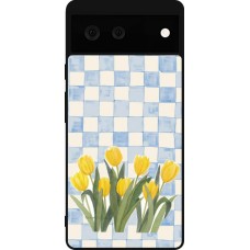 Google Pixel 6 Case Hülle - Silikon schwarz Blue vichy tulips 2026