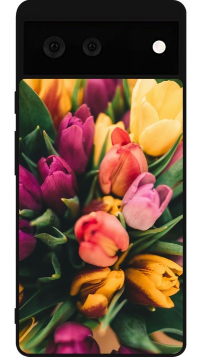 Google Pixel 6 Case Hülle - Silikon schwarz Bouquet of tulips 2026