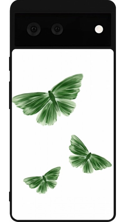 Google Pixel 6 Case Hülle - Silikon schwarz Butterflies 2026