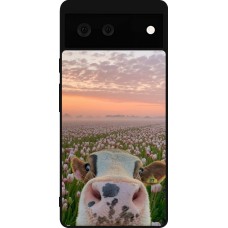 Google Pixel 6 Case Hülle - Silikon schwarz Cow with tulips 2026