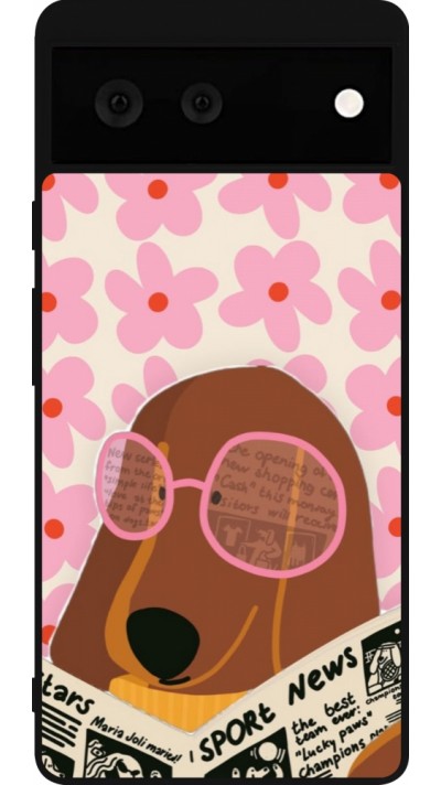 Google Pixel 6 Case Hülle - Silikon schwarz Dog with newspaper 2026
