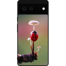 Google Pixel 6 Case Hülle - Silikon schwarz Ladybird on a mushroom 2026
