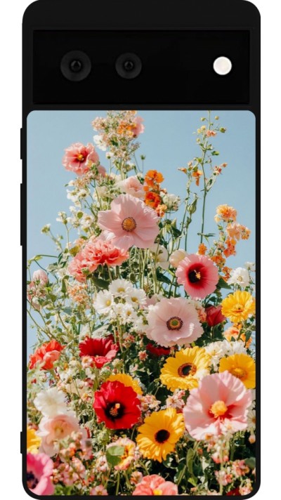 Google Pixel 6 Case Hülle - Silikon schwarz Spring flowers 2026