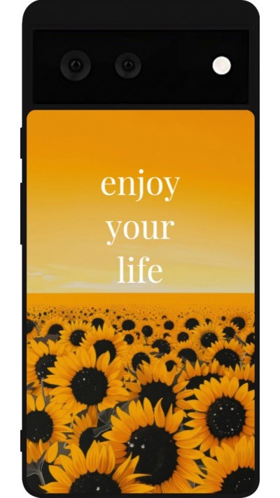 Google Pixel 6 Case Hülle - Silikon schwarz Summer 2026 Enjoy your life
