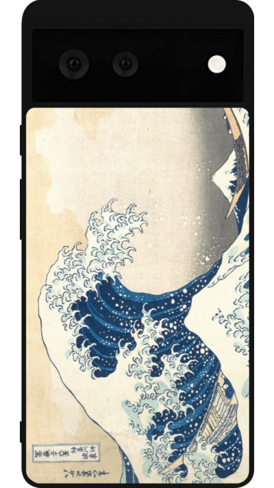 Coque Google Pixel 6 - Silicone rigide noir Tableau art - La Grande Vague de Kanagawa - Hokusai