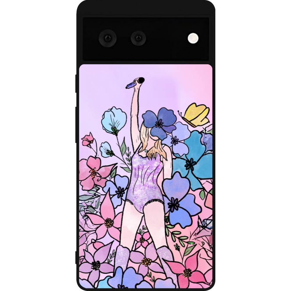 Google Pixel 6 Case Hülle - Silikon schwarz Taylor Swift Sketch - Pink