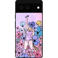 Google Pixel 6 Case Hülle - Silikon schwarz Taylor Swift Sketch - Pink