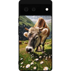 Google Pixel 6 Case Hülle - Silikon schwarz Kuh Berg Wallis