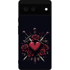 Google Pixel 6 Case Hülle - Silikon schwarz Valentine 2024 gothic love